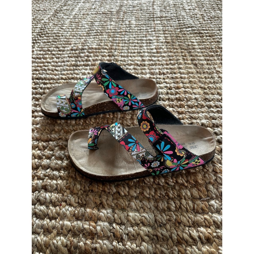 Maibulum Women's Multicolor‎ Floral Cork Footbed Thong Sandals Size 41